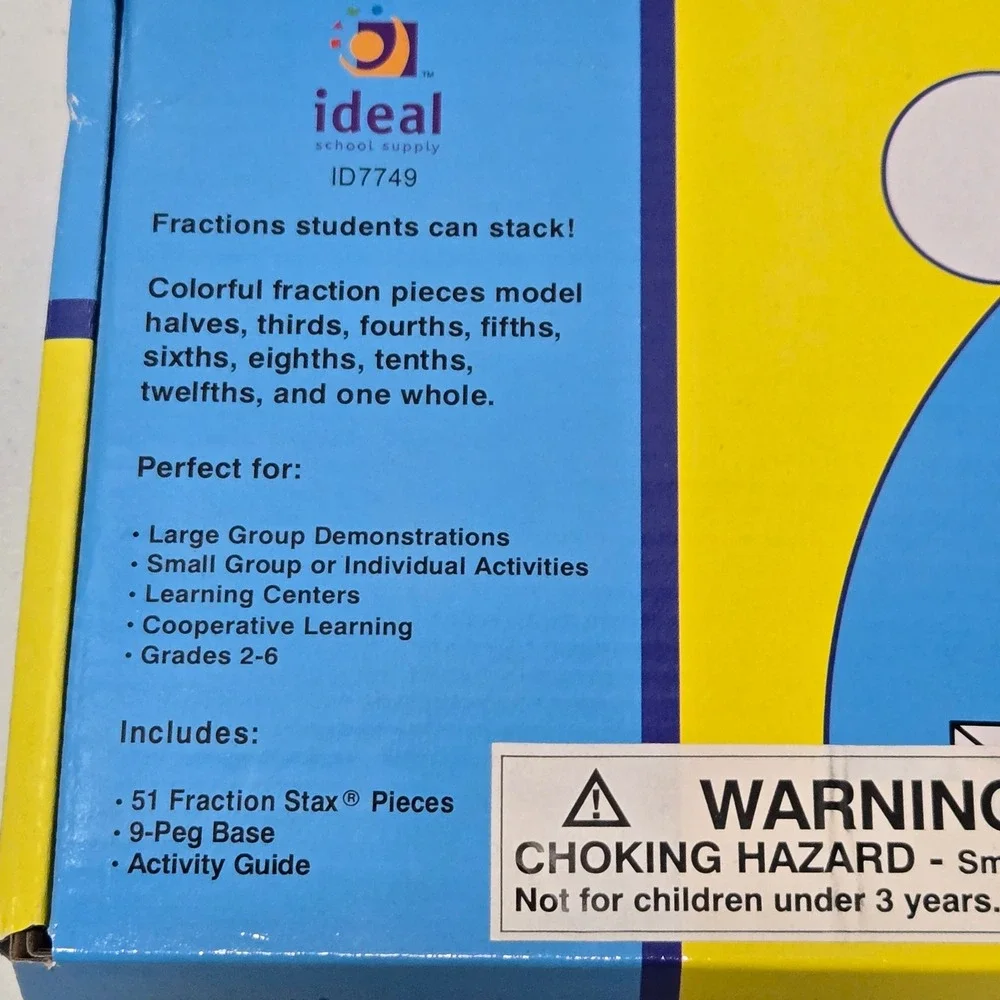 VTG Ideal Fraction Stax Math Manipulatives Learning Grades 2-6 Carson-Dellosa